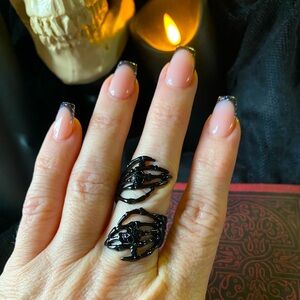New women’s skeleton hand black wrap ring adjustable one size